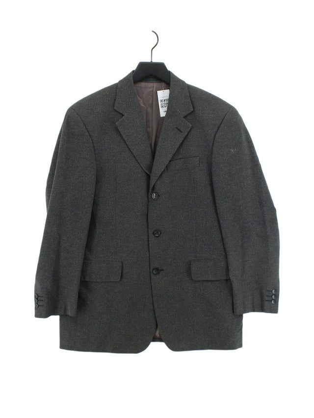 Austin Reed Men's Blazer Chest: 38 in Grey Cotton with Other, Viscose