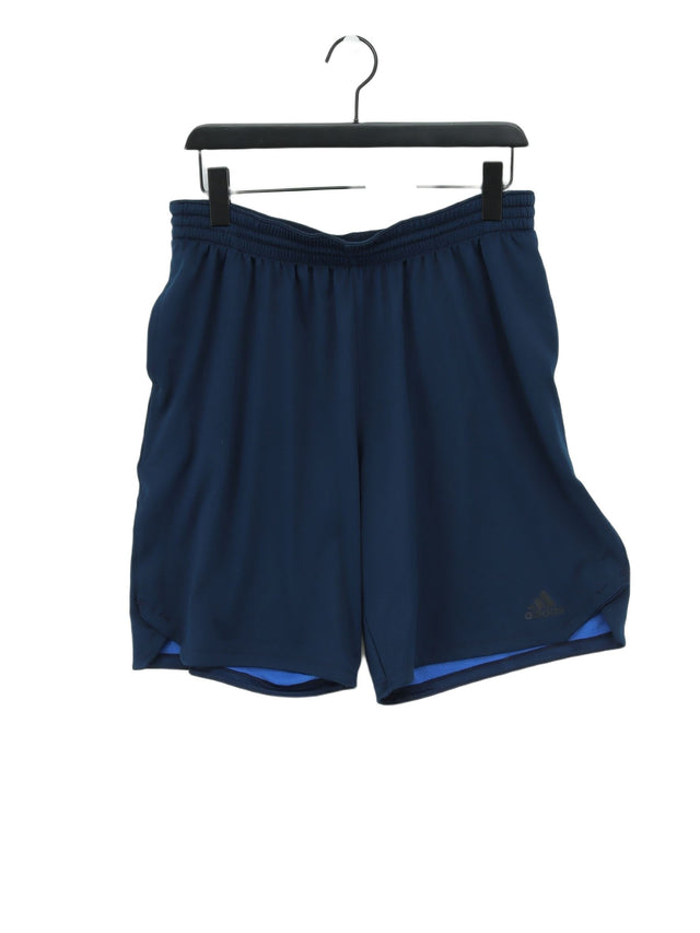 Adidas Men's Shorts L Blue Polyester with Spandex