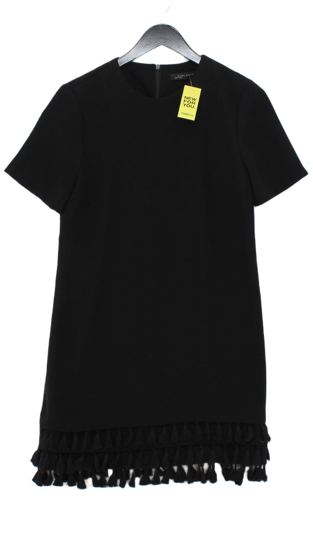Zara Women's Midi Dress XS Black Cotton with Polyester