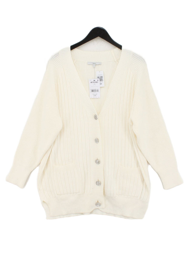 Next Women's Cardigan L Cream Polyester with Viscose