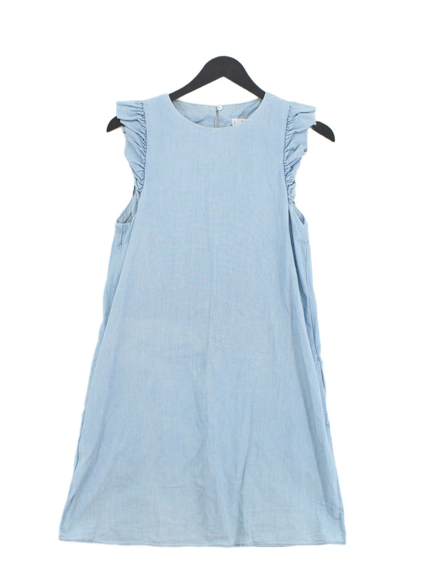Mango Women's Midi Dress UK 12 Blue 100% Cotton