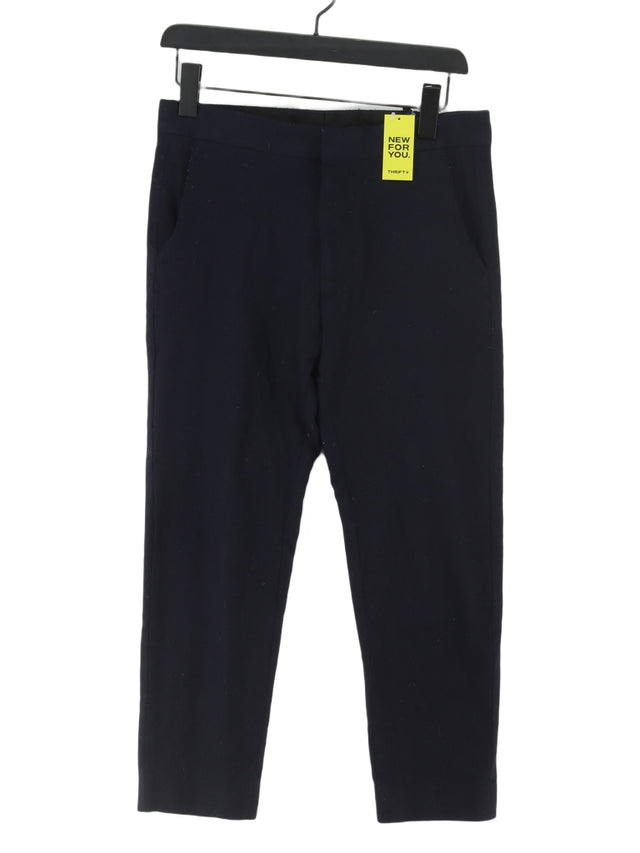 COS Women's Trousers W 31 in Blue Wool with Cashmere, Polyamide