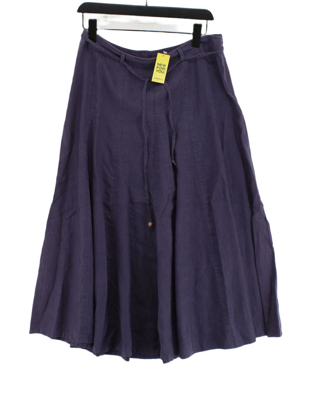 Grace Women's Midi Skirt UK 12 Blue 100% Linen