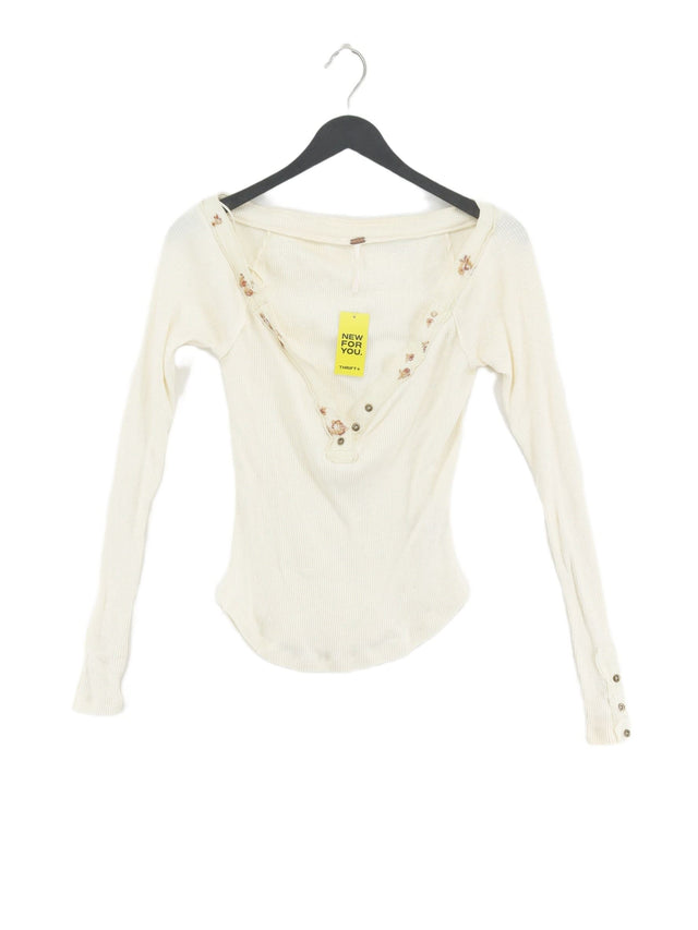 Free People Women's Top S Cream Cotton with Elastane