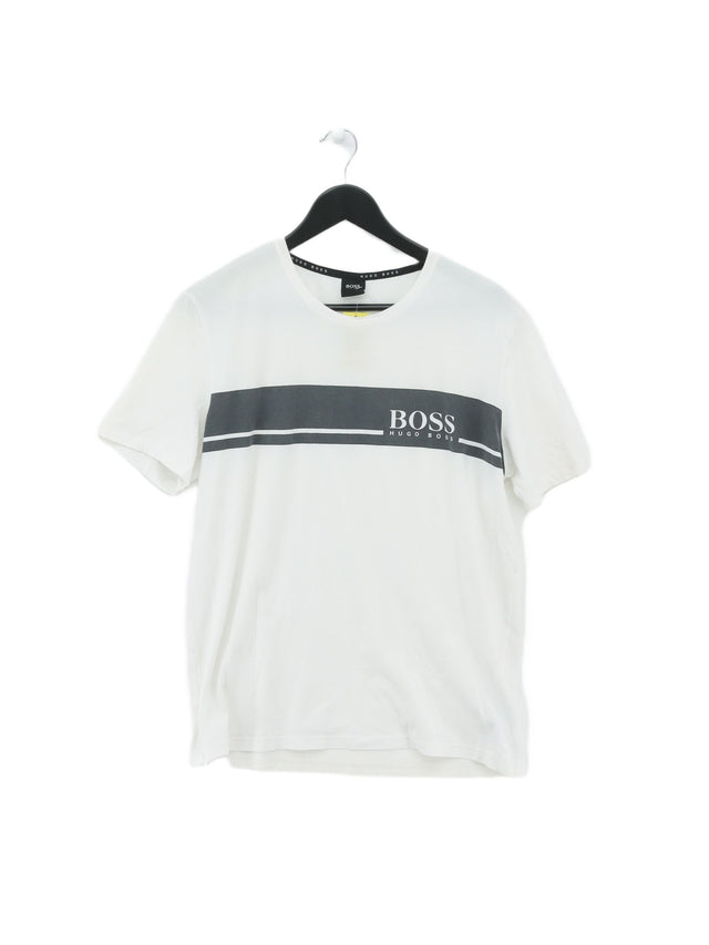 Boss Men's T-Shirt M White Cotton with Elastane