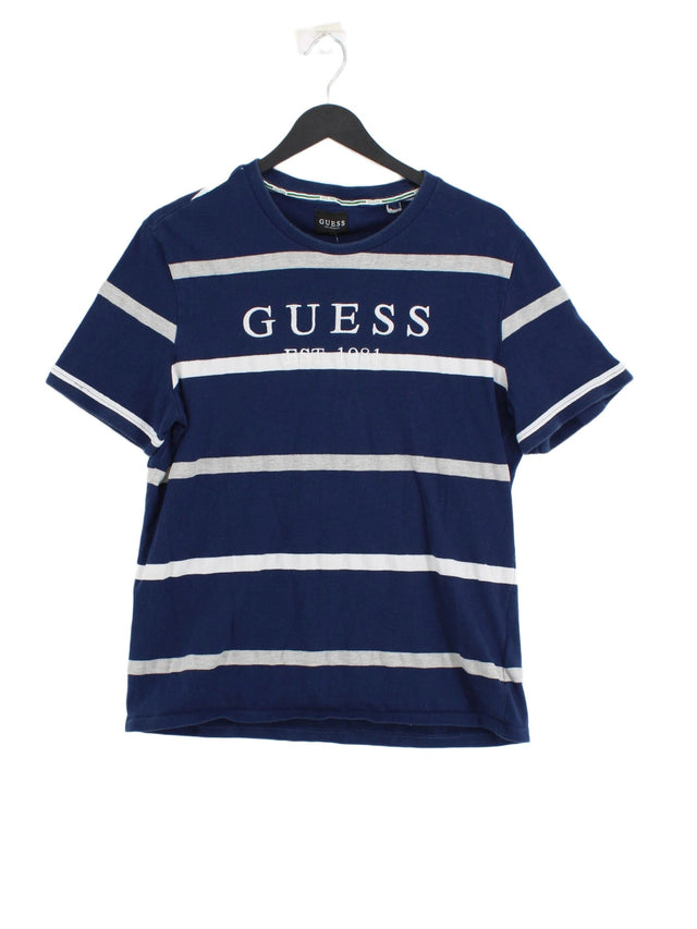 Guess Men's T-Shirt S Blue 100% Cotton