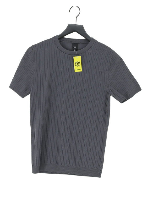 River Island Men's T-Shirt M Grey 100% Polyester
