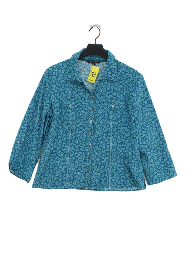 Laura Ashley Women's Shirt UK 16 Blue Cotton with Elastane