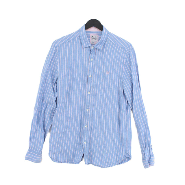 Crew Clothing Men's Shirt S Blue 100% Linen