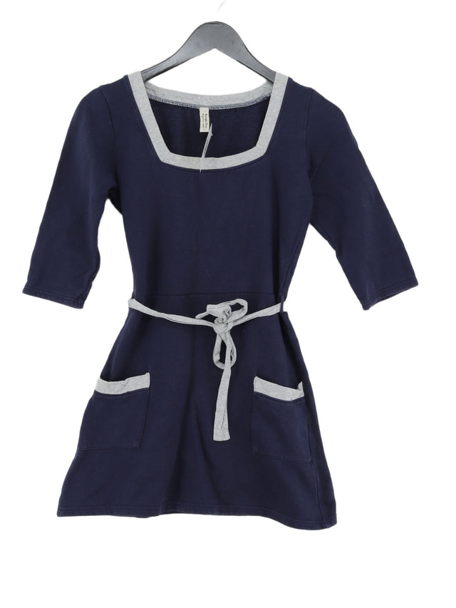 People Tree Women's Midi Dress UK 6 Blue 100% Cotton