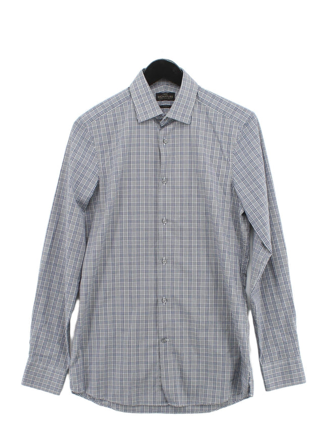 Next Men's Shirt Chest: 38 in Blue Cotton with Elastane