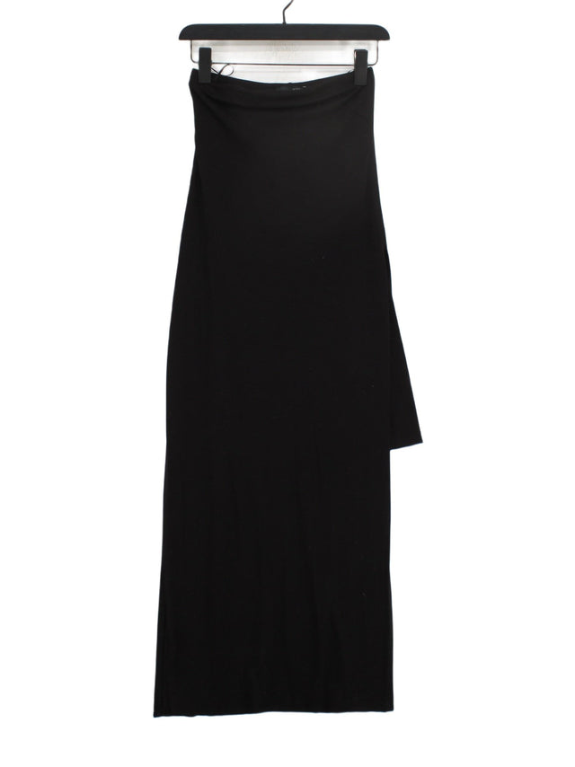 Zara Women's Maxi Dress S Black Polyester with Elastane, Viscose