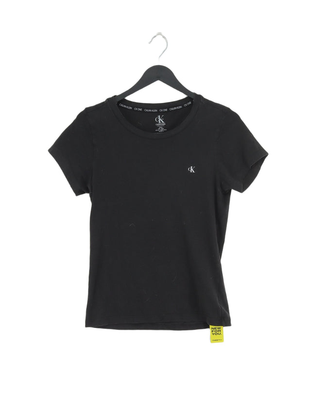 Calvin Klein Women's T-Shirt S Black Cotton with Elastane, Lyocell Modal