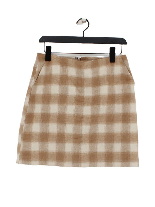 Warehouse Women's Midi Skirt UK 10 Tan Polyester with Acrylic