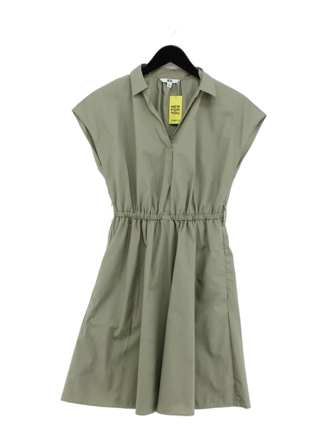 Uniqlo Women's Mini Dress XS Green Cotton with Polyester