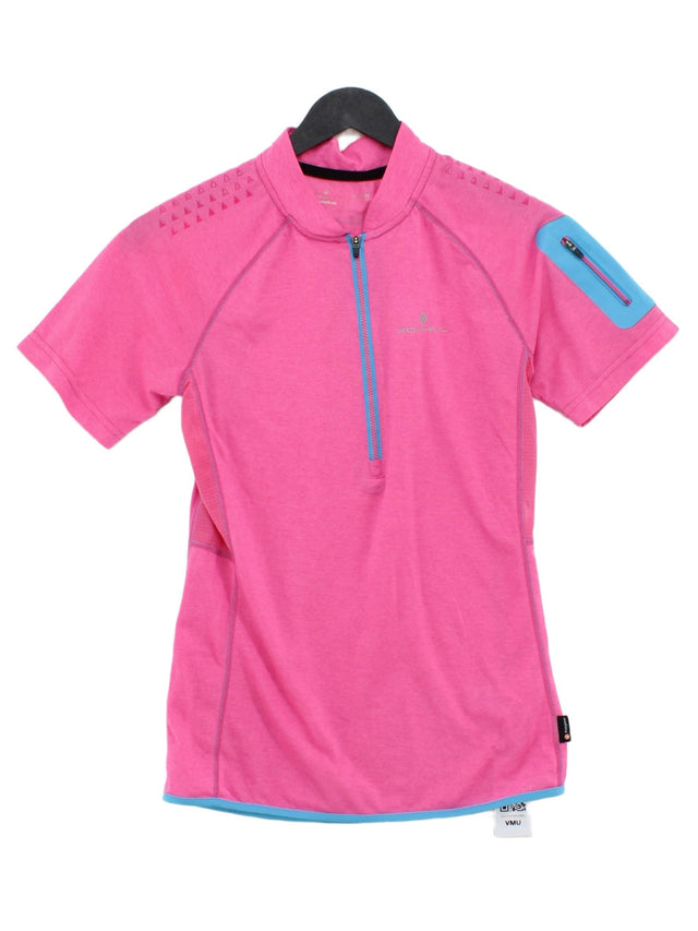 Ronhill Women's T-Shirt UK 8 Pink Polyester with Elastane