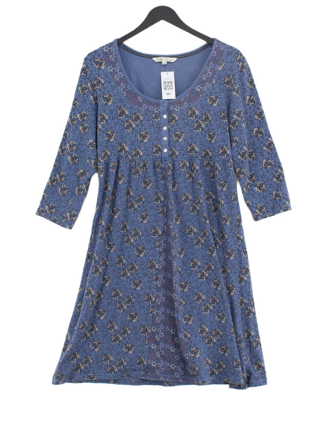 FatFace Women's Midi Dress UK 14 Blue Cotton with Elastane
