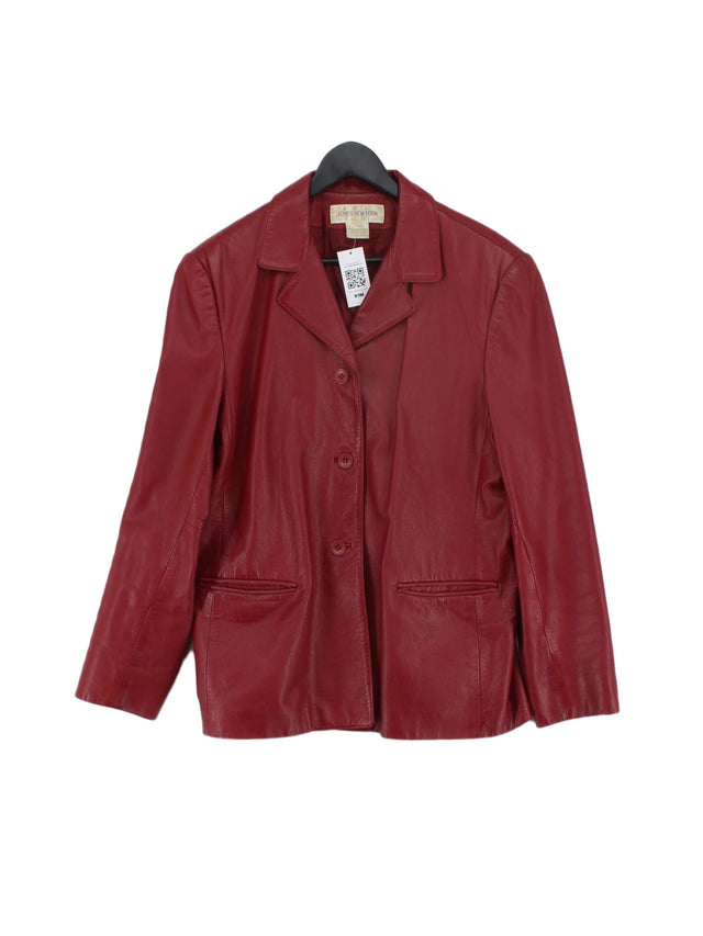 Jones New York Women's Jacket UK 16 Red 100% Leather