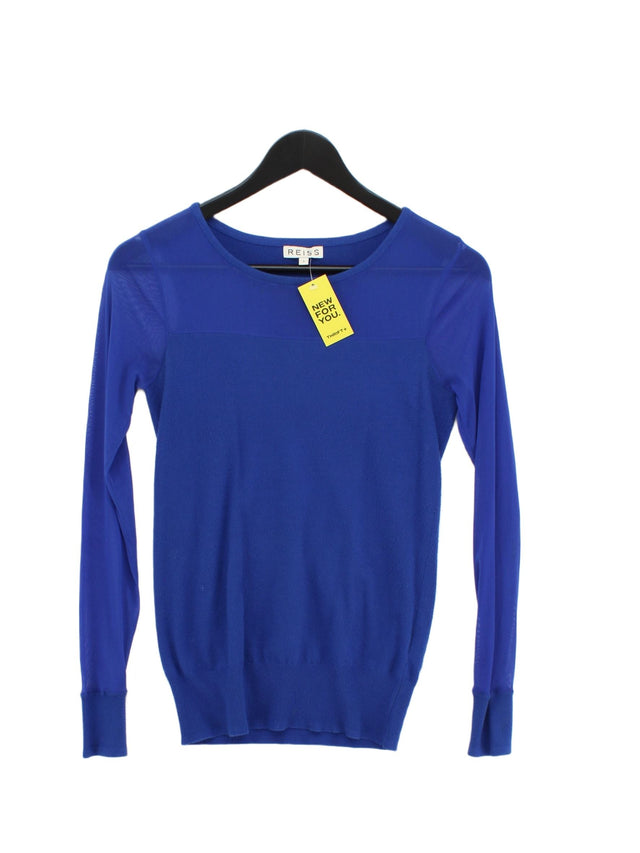 Reiss Women's Top S Blue Viscose with Nylon, Polyester