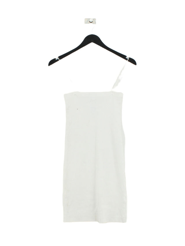 Zara Women's Mini Dress M White Cotton with Elastane