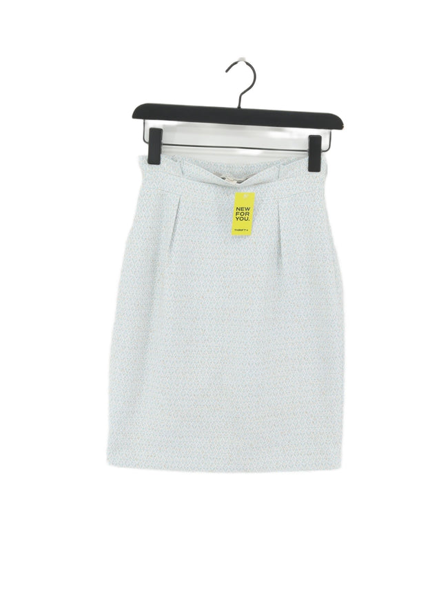 Reiss Women's Midi Skirt UK 6 Blue Polyester with Cotton, Viscose