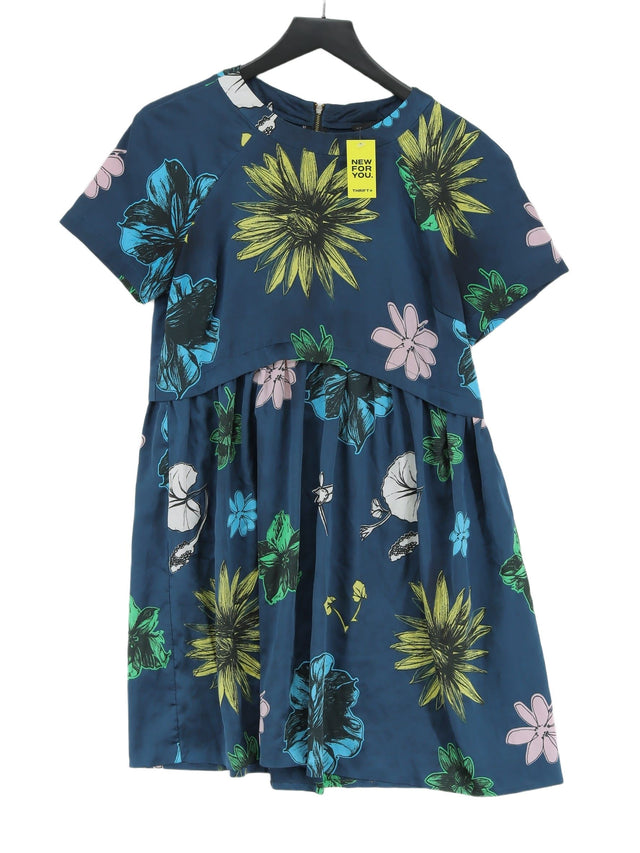 Topshop Women's Midi Dress UK 12 Blue Polyester with Elastane