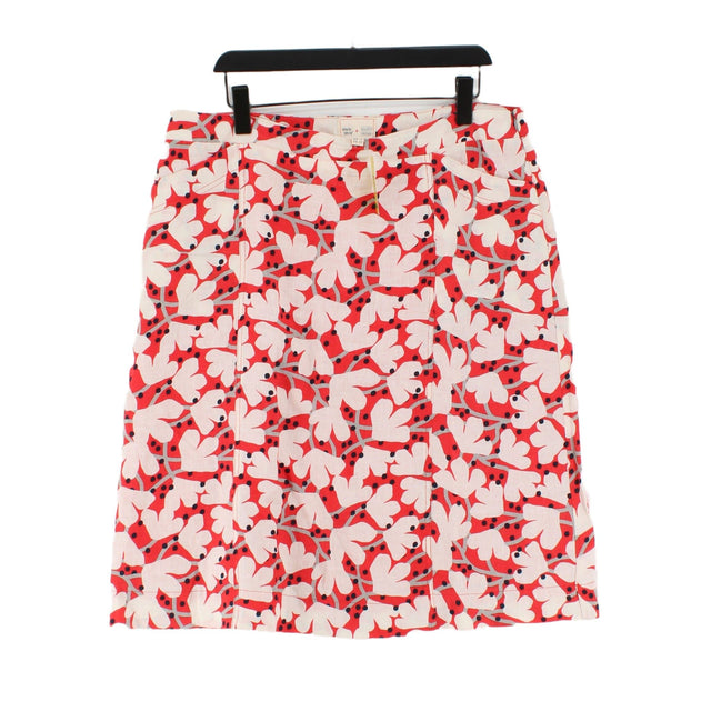 White Stuff Women's Midi Skirt UK 16 Red Linen with Cotton