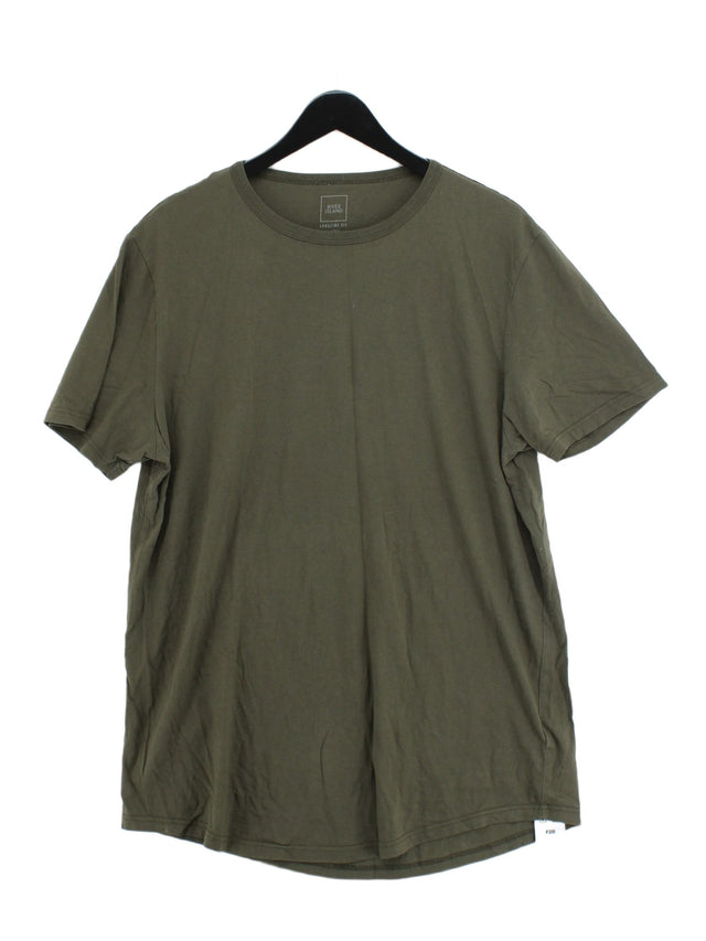 River Island Men's T-Shirt XL Green 100% Cotton