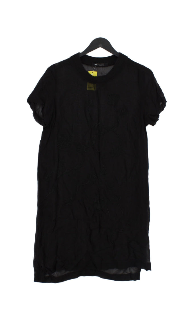 AllSaints Women's Midi Dress UK 4 Black Viscose with Cotton, Elastane