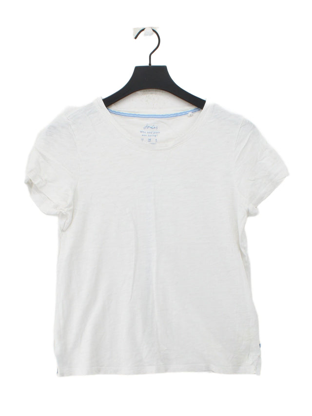 Joules Women's T-Shirt UK 10 White 100% Cotton