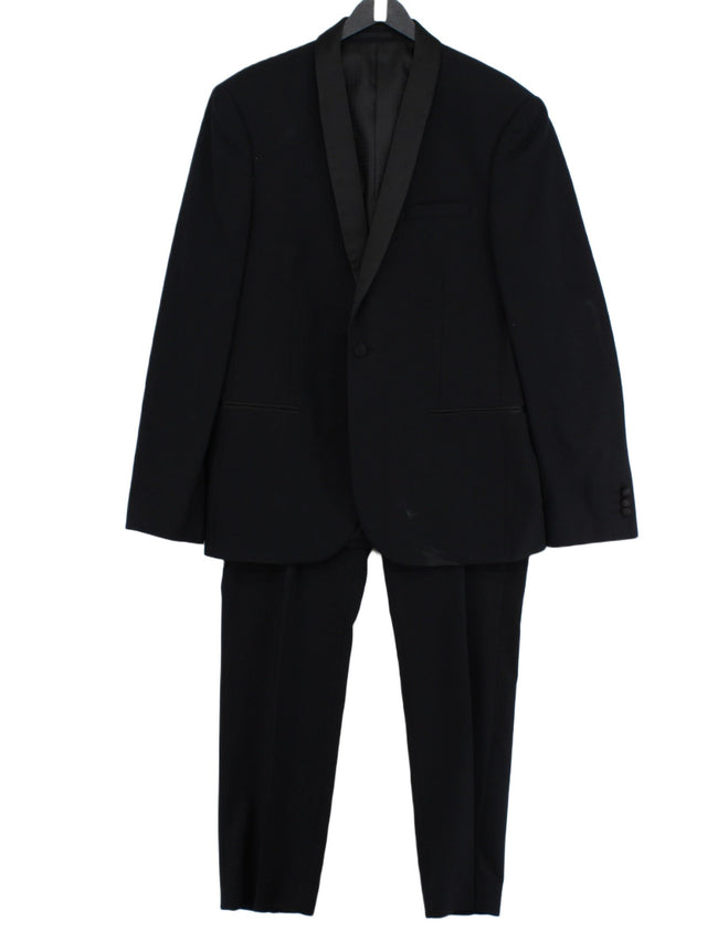 Next Men's Two Piece Suit Chest: 44 in; Waist: 36 in Black Cotton with Polyester