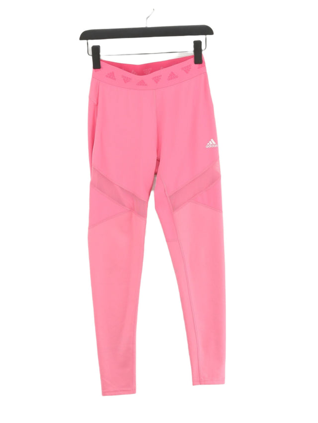Adidas Women's Leggings M Pink Polyester with Elastane