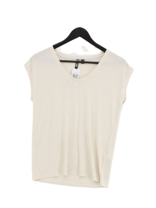 Pieces Women's Top XS Cream Elastane with Other, Viscose