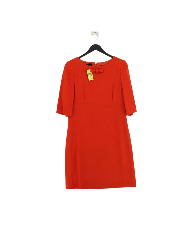 Hobbs Women's Midi Dress UK 10 Orange Viscose with Other, Wool