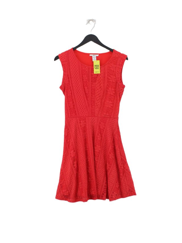 Bar III Women's Midi Dress S Red Nylon with Polyester, Spandex