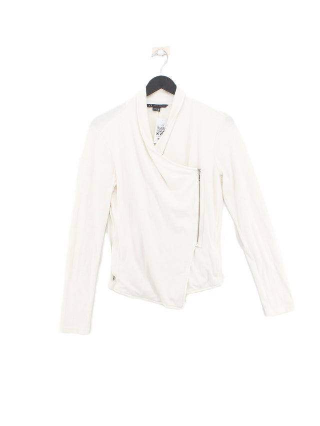 Armani Exchange Women's Cardigan XS White Cotton with Elastane, Polyester