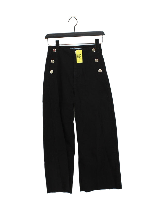Zara Women's Trousers UK 4 Black Cotton with Elastane