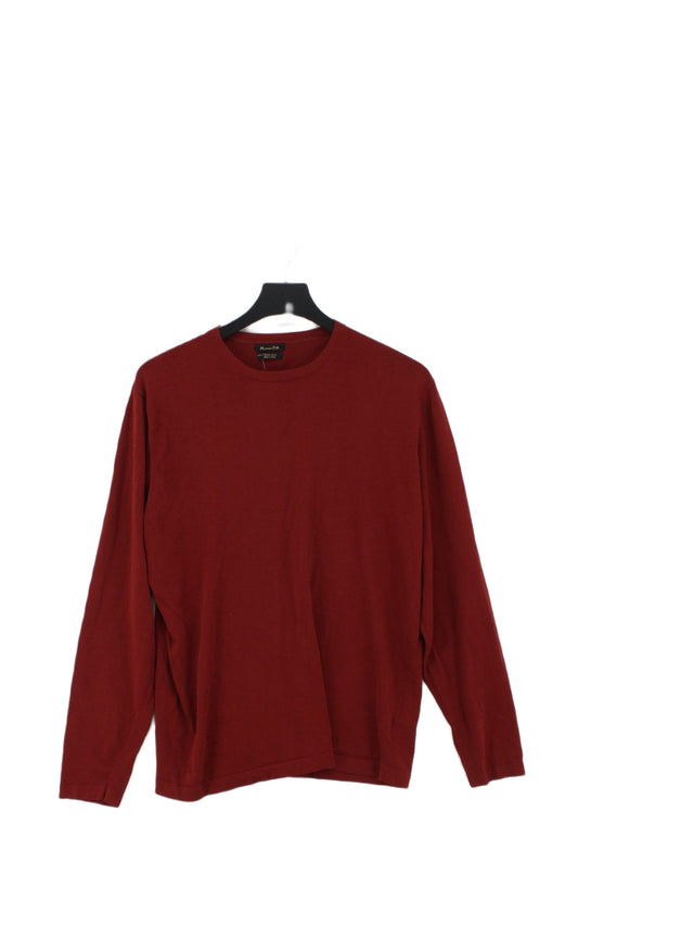 Massimo Dutti Men's T-Shirt XL Red 100% Cotton
