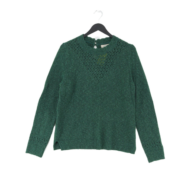 FatFace Women's Jumper UK 12 Green Cotton with Acrylic, Nylon, Wool