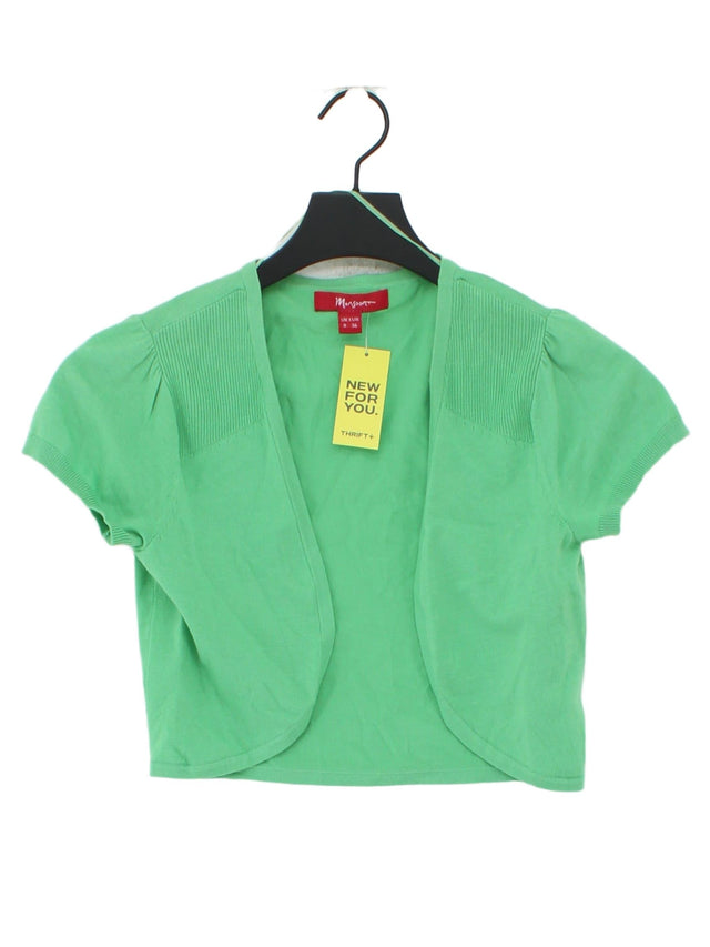 Monsoon Women's Cardigan UK 8 Green Cotton with Elastane, Nylon