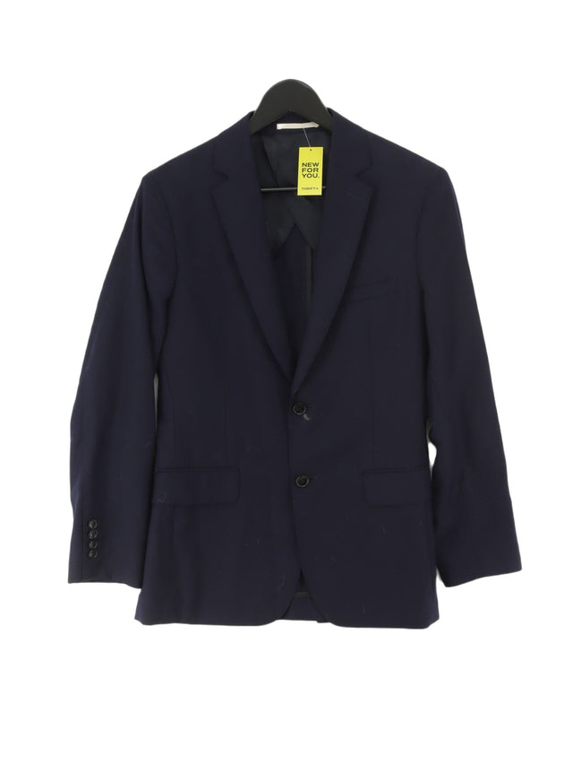 Reiss Men's Blazer Chest: 34 in Blue Wool with Polyester, Viscose