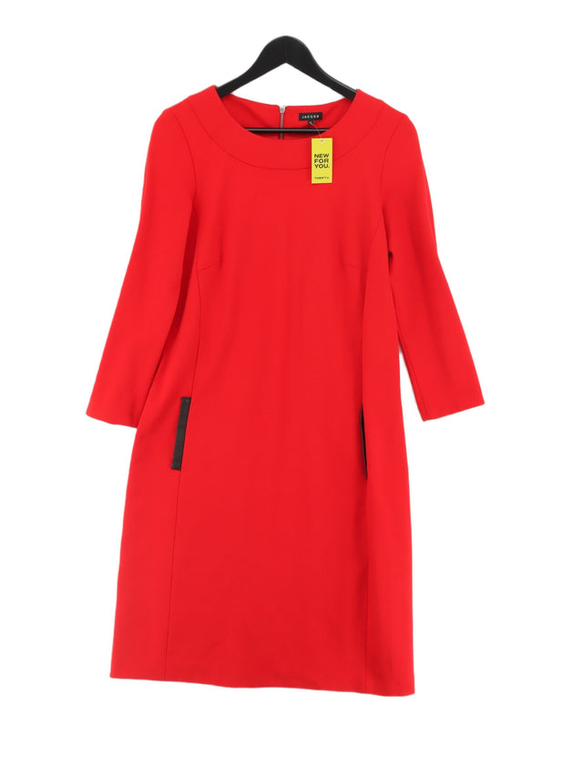 Jaeger Women's Midi Dress UK 12 Red Viscose with Elastane, Polyamide