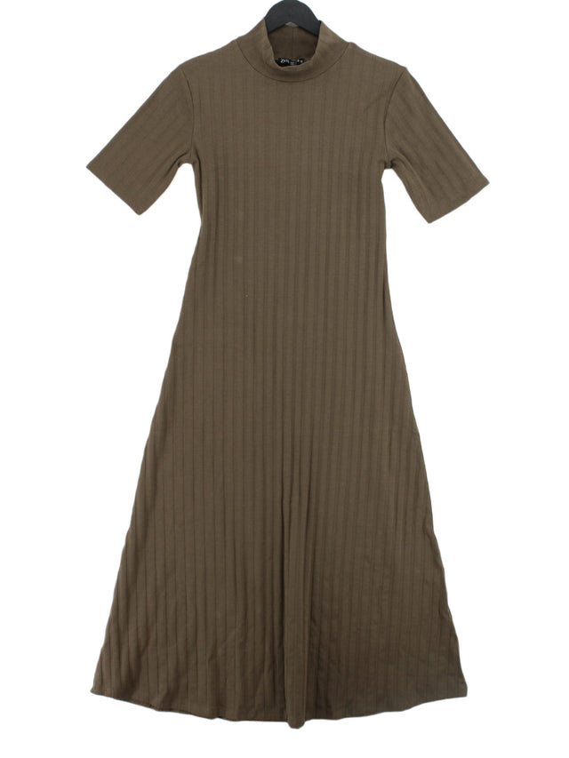 Zara Women's Maxi Dress S Brown Cotton with Elastane