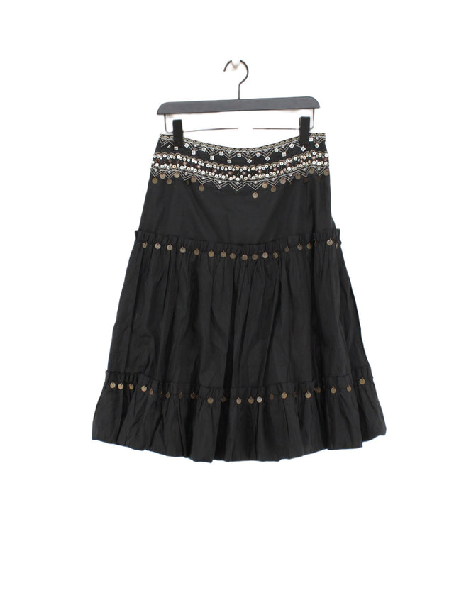 Derhy Women's Midi Skirt M Black Silk with Other