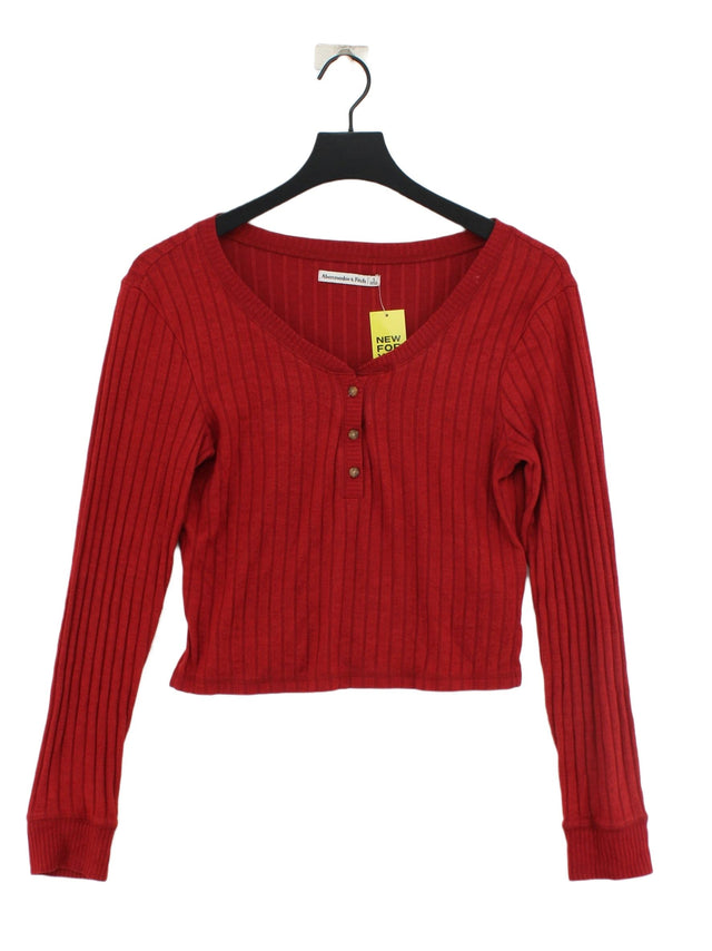 Abercrombie & Fitch Women's Jumper S Red Viscose with Elastane, Polyester