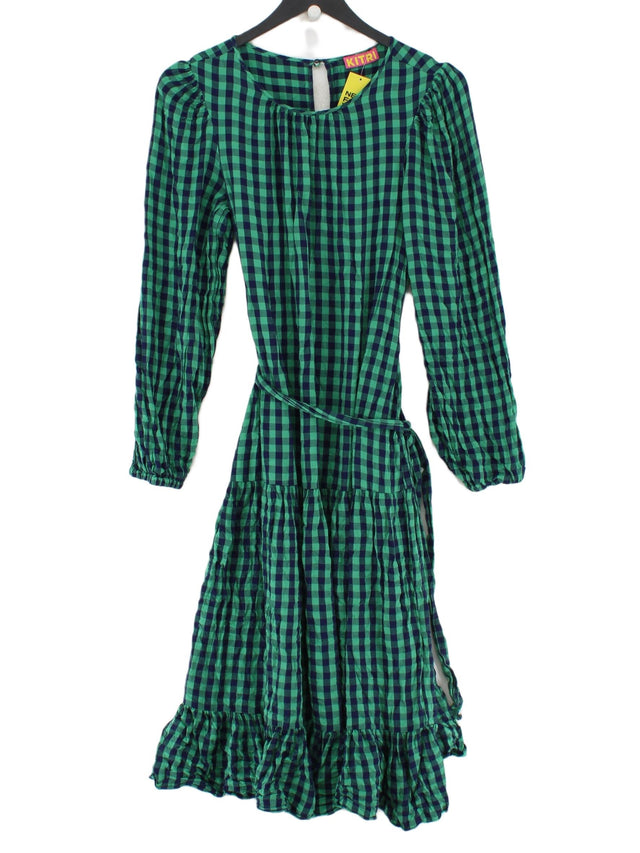 Kitri Women's Midi Dress UK 10 Green 100% Viscose