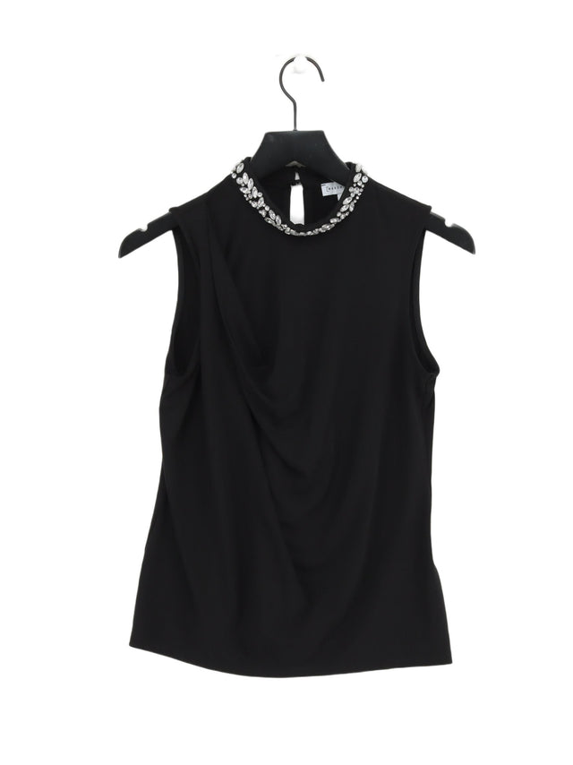 Warehouse Women's Top UK 8 Black Polyester with Elastane