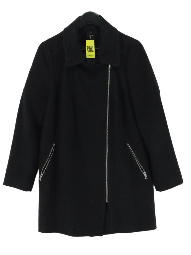 Oasis Women's Coat M Black Wool with Acrylic, Polyamide, Polyester, Viscose