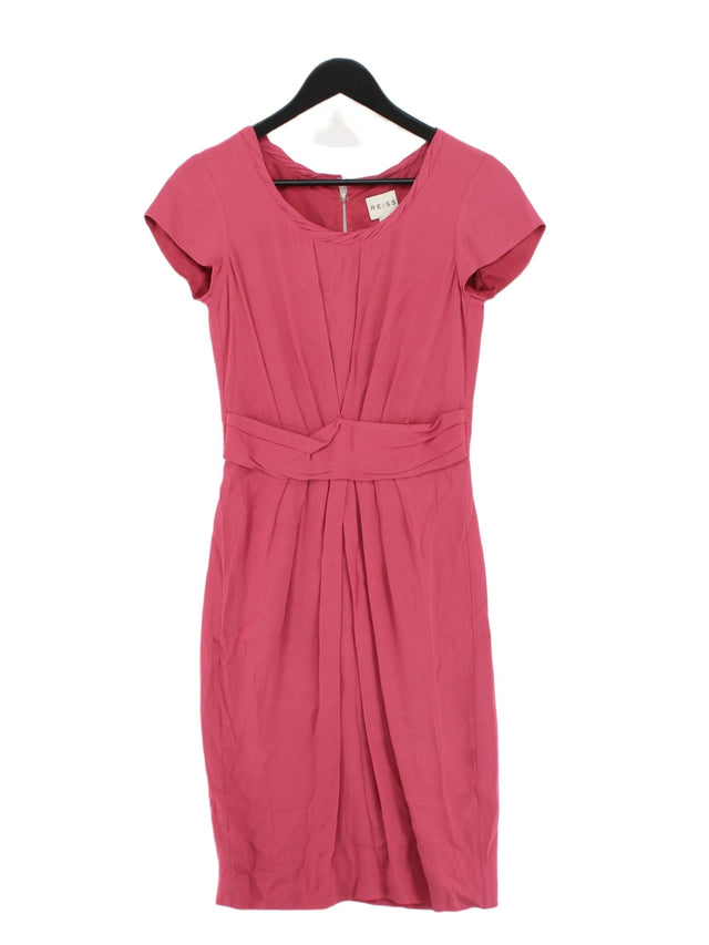 Reiss Women's Midi Dress UK 6 Pink Viscose with Polyester