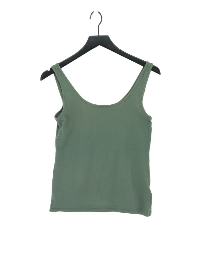 Next Women's T-Shirt UK 12 Green Cotton with Elastane